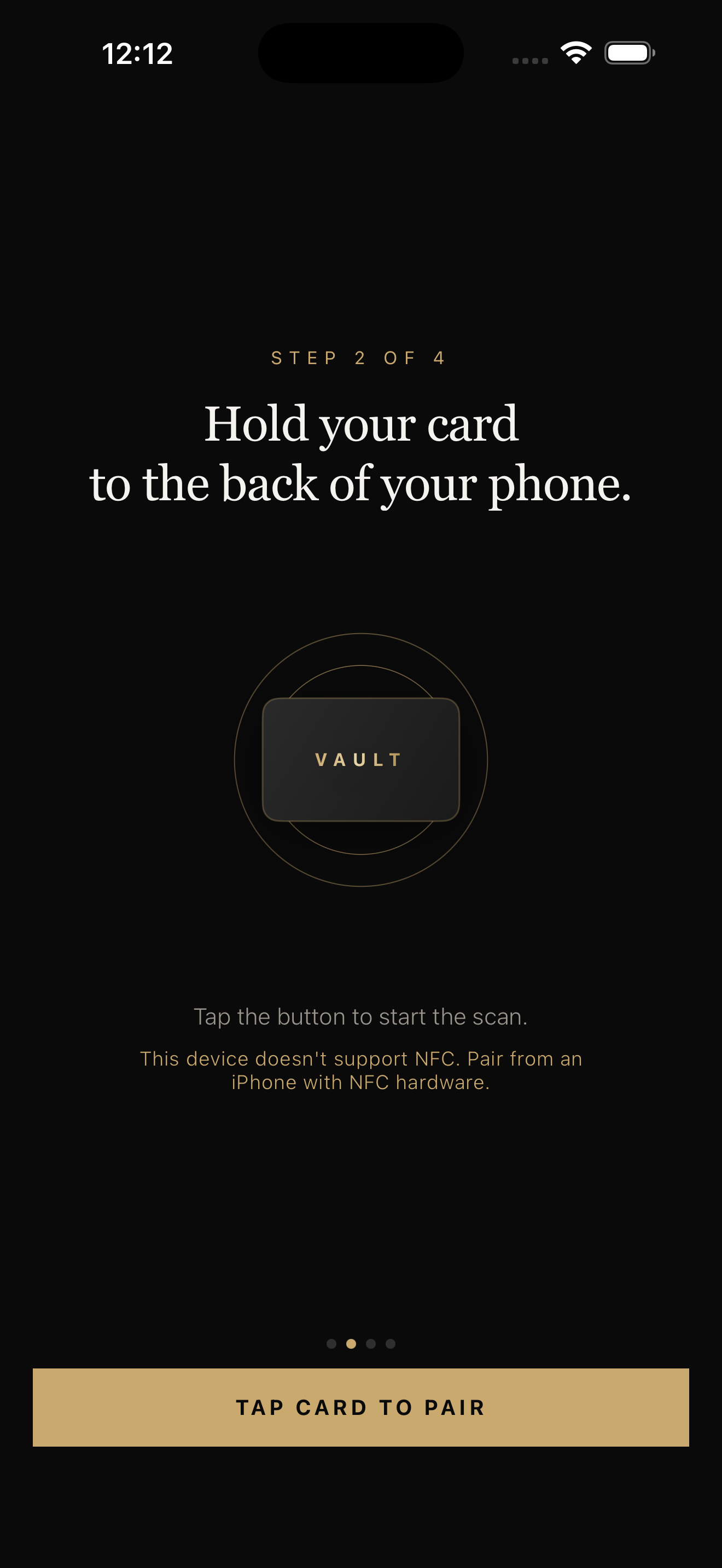 Vault enrollment: pair card